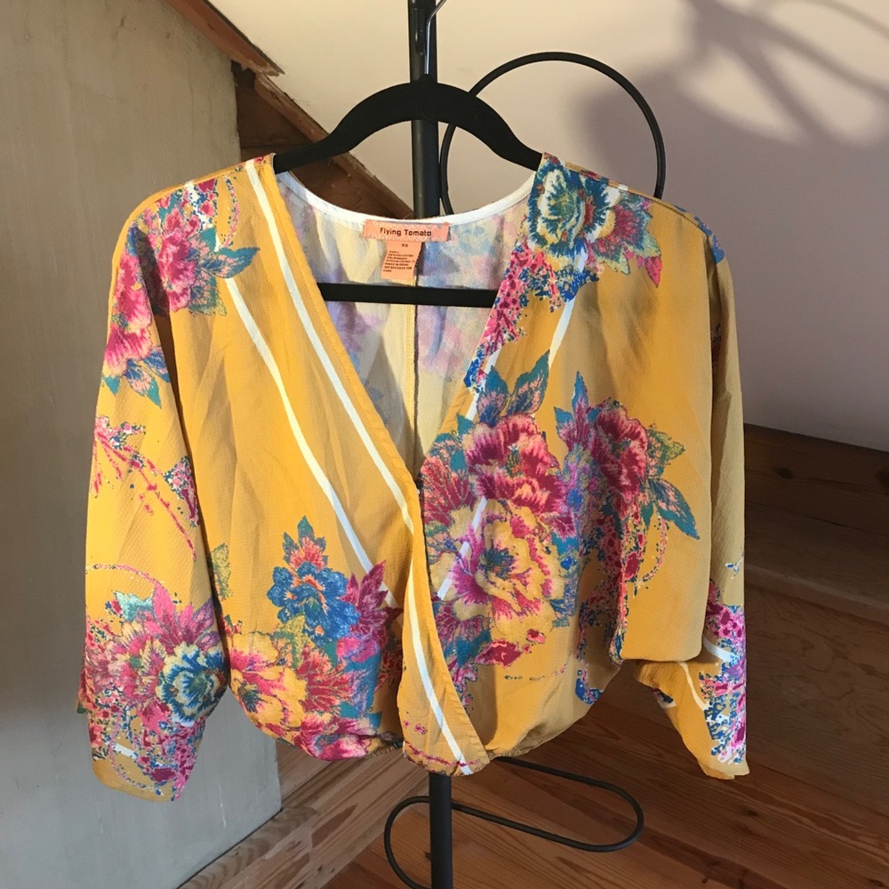 Flying Tomato Yellow Floral Crop Top, EUC, XS